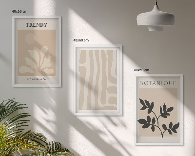 Cadre photo mural Motifs végétaux élégants beige noir