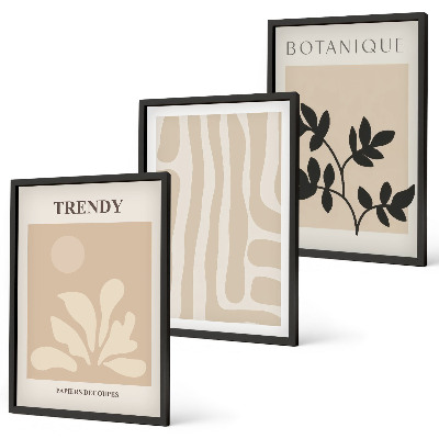 Cadre photo mural Motifs végétaux élégants beige noir