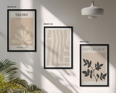 Cadre photo mural Motifs végétaux élégants beige noir