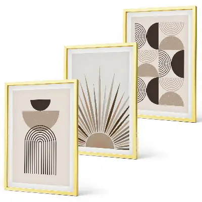Lot de 3 tableaux pour salon formes abstraites beige et marron