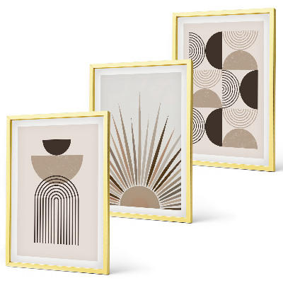 Lot de 3 tableaux pour salon Formes abstraites beige marron