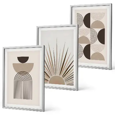 Lot de 3 tableaux pour salon formes abstraites beige et marron