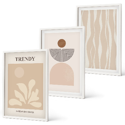 Lot de 3 tableaux pour salon Beiges abstraits élégants