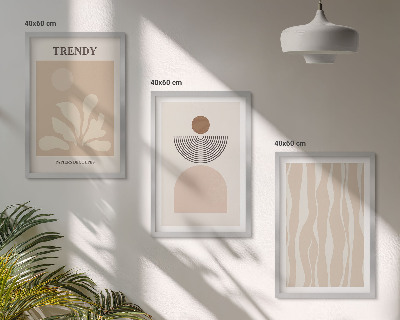Lot de 3 tableaux pour salon Beiges abstraits élégants
