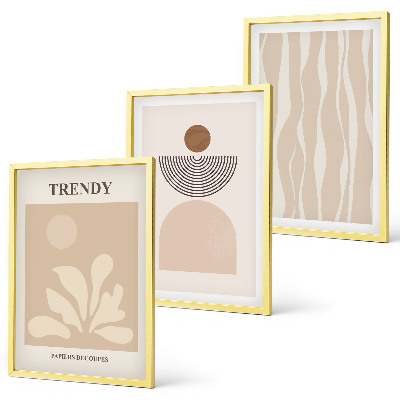 Lot de 3 tableaux pour salon Beiges abstraits élégants