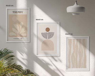 Lot de 3 tableaux pour salon Beiges abstraits élégants