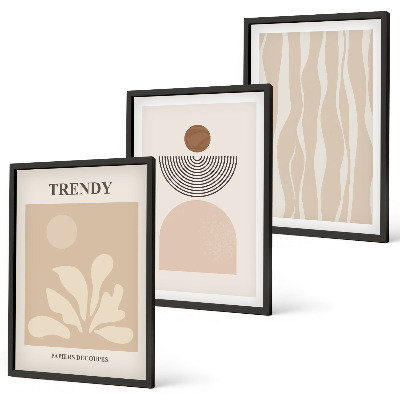 Lot de 3 tableaux pour salon Beiges abstraits élégants