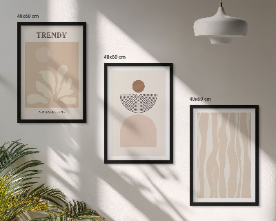 Lot de 3 tableaux pour salon Beiges abstraits élégants