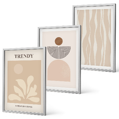 Lot de 3 tableaux pour salon Beiges abstraits élégants