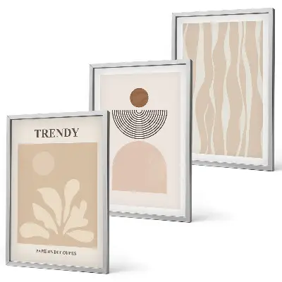 Lot de 3 tableaux pour salon motifs abstraits beiges élégants