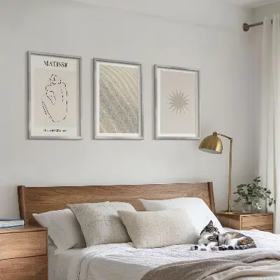 Ensemble de 3 tableaux pour salon motifs de lignes minimalistes au soleil