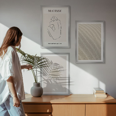 Lot de 3 tableaux pour salon Lignes de sable minimalistes au soleil