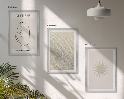 Lot de 3 tableaux pour salon Lignes de sable minimalistes au soleil