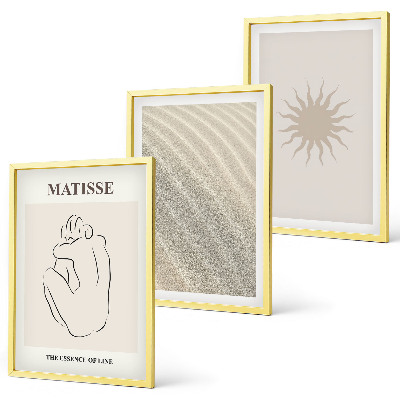 Lot de 3 tableaux pour salon Lignes de sable minimalistes au soleil