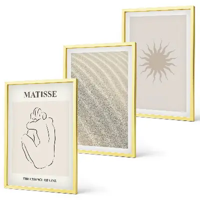 Ensemble de 3 tableaux pour salon motifs de lignes minimalistes au soleil