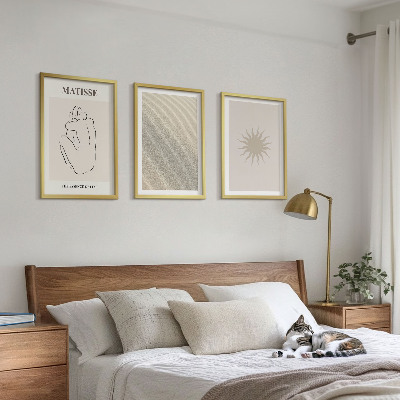 Lot de 3 tableaux pour salon Lignes de sable minimalistes au soleil