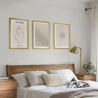 Ensemble de 3 tableaux pour salon motifs de lignes minimalistes au soleil