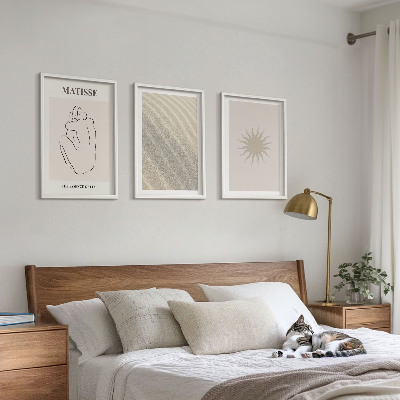 Lot de 3 tableaux pour salon Lignes de sable minimalistes au soleil