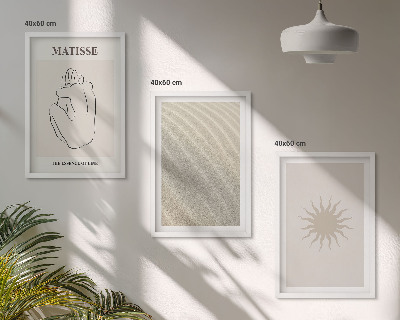 Lot de 3 tableaux pour salon Lignes de sable minimalistes au soleil