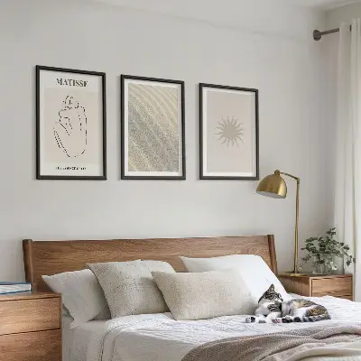 Ensemble de 3 tableaux pour salon motifs de lignes minimalistes au soleil
