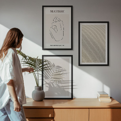 Lot de 3 tableaux pour salon Lignes de sable minimalistes au soleil