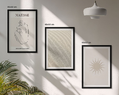 Lot de 3 tableaux pour salon Lignes de sable minimalistes au soleil