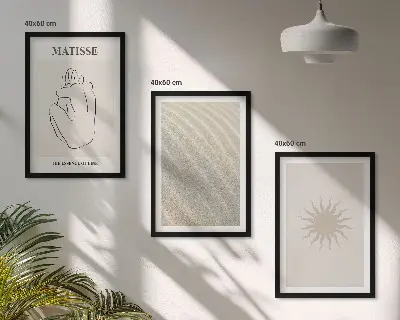 Ensemble de 3 tableaux pour salon motifs de lignes minimalistes au soleil