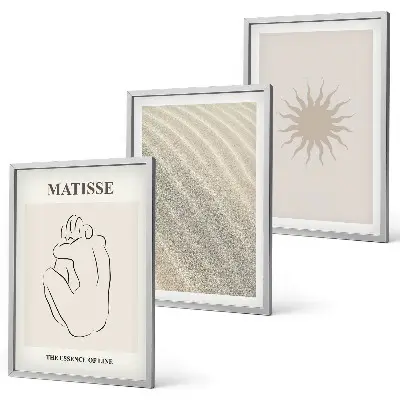 Ensemble de 3 tableaux pour salon motifs de lignes minimalistes au soleil