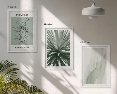 Cadre photo mural avec motifs végétaux en vert