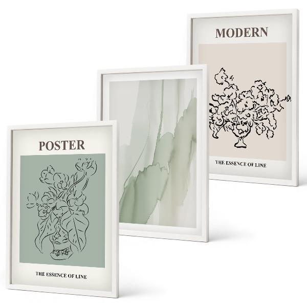 Lot de 3 tableaux pour salon Fleurs dans un vase moderne