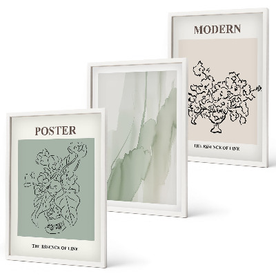 Lot de 3 tableaux pour salon Fleurs dans un vase moderne
