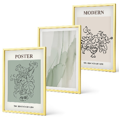 Lot de 3 tableaux pour salon Fleurs dans un vase moderne