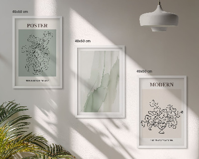 Lot de 3 tableaux pour salon Fleurs dans un vase moderne