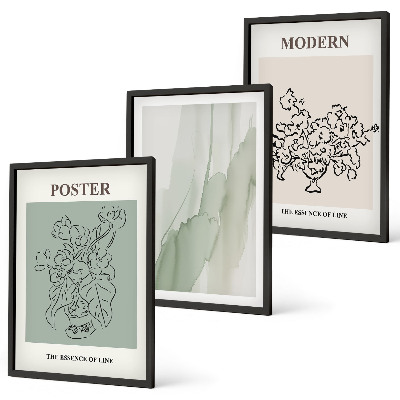 Lot de 3 tableaux pour salon Fleurs dans un vase moderne