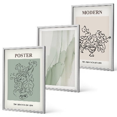 Lot de 3 tableaux pour salon Fleurs dans un vase moderne