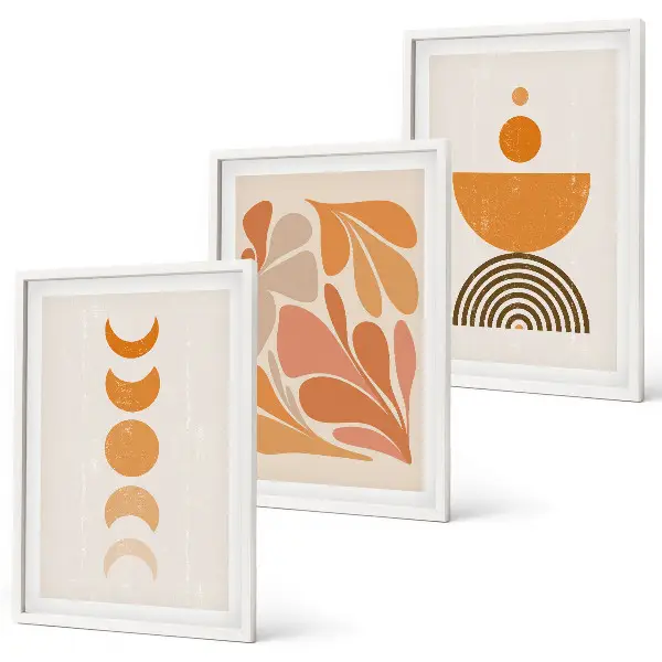 Cadre photo mural motifs formes abstraites orange