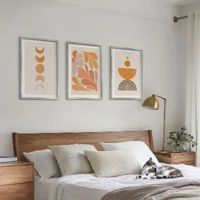 Cadre photo mural motifs formes abstraites orange