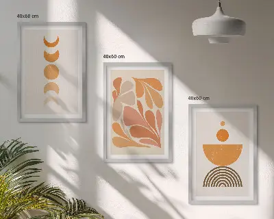 Cadre photo mural motifs formes abstraites orange