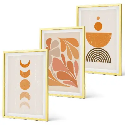 Cadre photo mural motifs formes abstraites orange