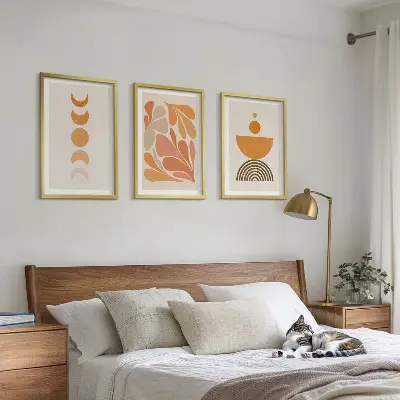 Cadre photo mural motifs formes abstraites orange