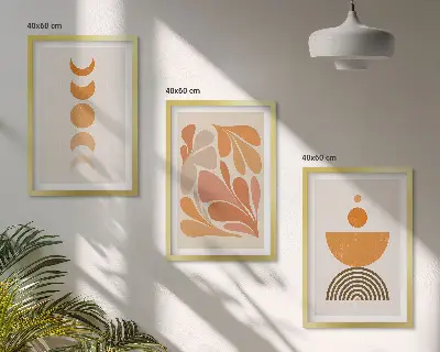 Cadre photo mural motifs formes abstraites orange
