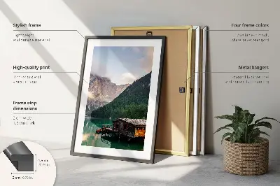 Cadre photo mural motifs formes abstraites orange