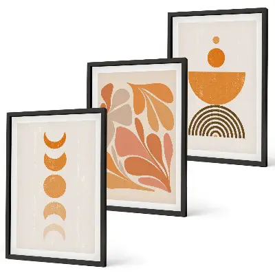 Cadre photo mural motifs formes abstraites orange