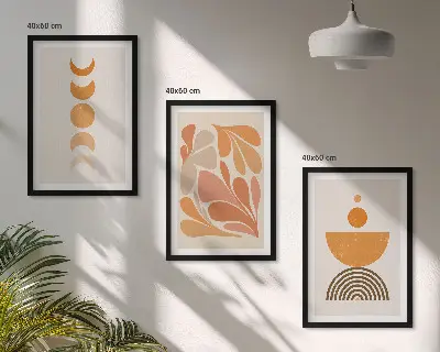Cadre photo mural motifs formes abstraites orange