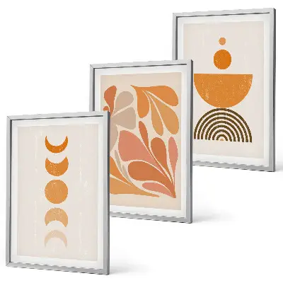 Cadre photo mural motifs formes abstraites orange