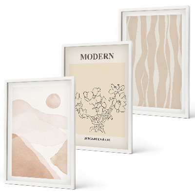 Lot de 3 tableaux pour salon Formes abstraites et couleurs