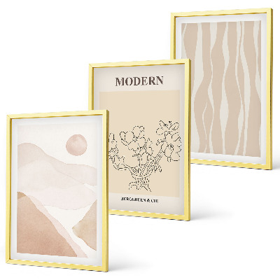 Lot de 3 tableaux pour salon Formes abstraites et couleurs