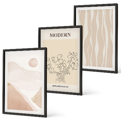 Lot de 3 tableaux pour salon Formes abstraites et couleurs