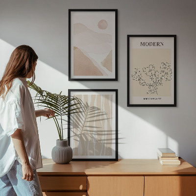 Lot de 3 tableaux pour salon Formes abstraites et couleurs