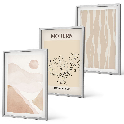 Lot de 3 tableaux pour salon Formes abstraites et couleurs